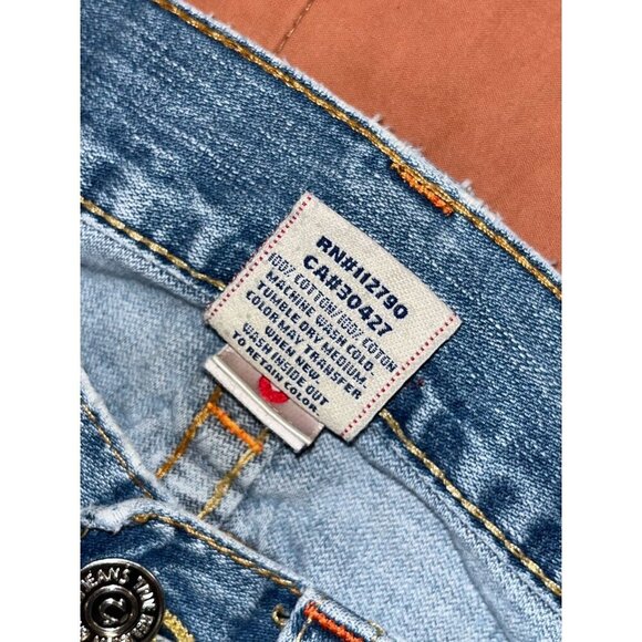 True Religion Vintage BOBBY Blue Denim Distressed Straight Leg Jeans Men Size 32 - Picture 11 of 11